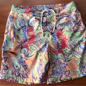 POLO Ralph Lauren Paisley Vintage Swim Trunks Men’s Small Mesh Lined Shorts